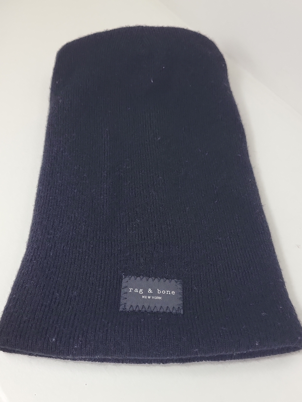 rag & bone Black Ribbed Knit Beanie